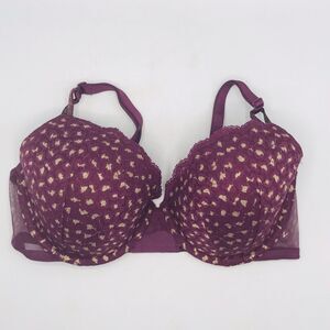 Victoria's Secret Bra Lined Demi Purple W Gold Leopard Spots Sexy Date Night 36D